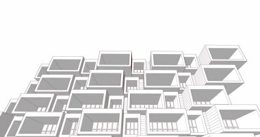 Mimari sanat konseptinde soyut çizgiler, minimum geometrik şekiller. 