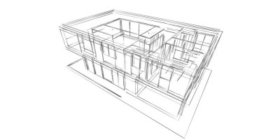 İnşaat planının 3B mimari tasarımı