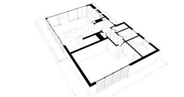 İnşaat planının 3B mimari tasarımı