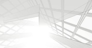 Mimari sanat konseptinde soyut çizgiler, minimum geometrik şekiller. 