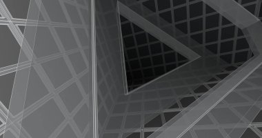 Mimari sanat konseptinde soyut çizgiler, minimum geometrik şekiller. 