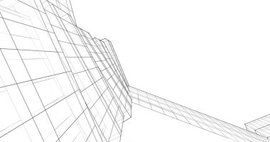 Mimari sanat konseptinde soyut çizgiler, minimum geometrik şekiller. 