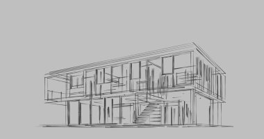 İnşaat planının 3B mimari tasarımı