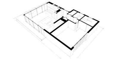 İnşaat planının 3B mimari tasarımı