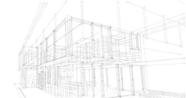 İnşaat planının 3B mimari tasarımı