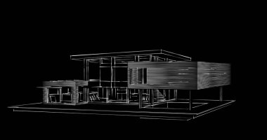 Mimari sanat konseptinde soyut çizgiler, minimum geometrik şekiller. 