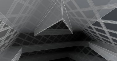 Mimari sanat konseptinde soyut çizgiler, minimum geometrik şekiller. 