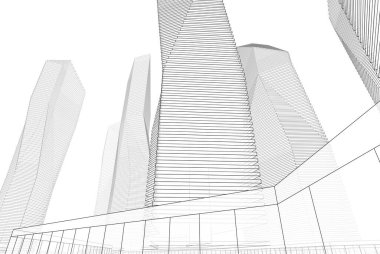 Mimari sanat konseptinde soyut çizgiler, minimum geometrik şekiller. 