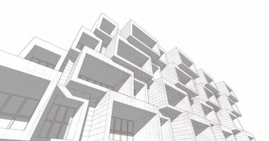 Mimari sanat konseptinde soyut çizgiler, minimum geometrik şekiller. 