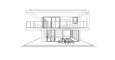 İnşaat planının 3B mimari tasarımı