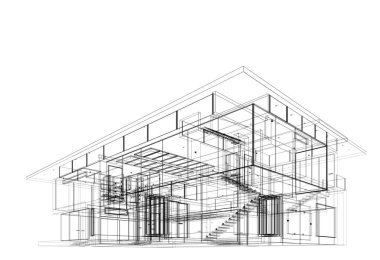 Mimari sanat konseptinde soyut çizgiler, minimum geometrik şekiller. 