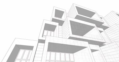 Mimari sanat konseptinde soyut çizgiler, minimum geometrik şekiller. 