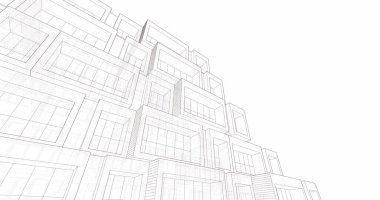 Mimari sanat konseptinde soyut çizgiler, minimum geometrik şekiller. 