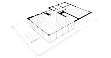 İnşaat planının 3B mimari tasarımı