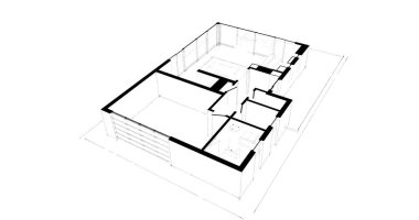 İnşaat planının 3B mimari tasarımı