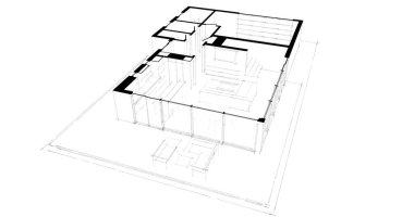 İnşaat planının 3B mimari tasarımı