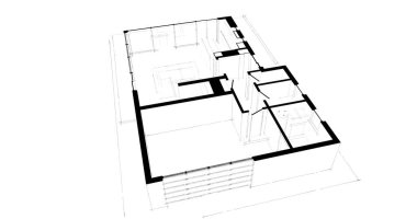 İnşaat planının 3B mimari tasarımı