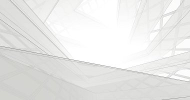 Mimari sanat konseptinde soyut çizgiler, minimum geometrik şekiller. 