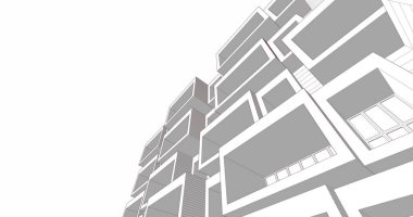 Mimari sanat konseptinde soyut çizgiler, minimum geometrik şekiller. 