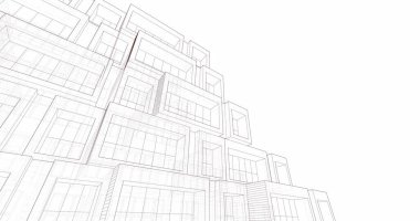 Mimari sanat konseptinde soyut çizgiler, minimum geometrik şekiller. 