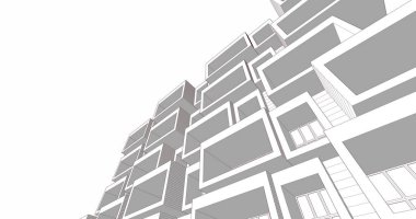 Mimari sanat konseptinde soyut çizgiler, minimum geometrik şekiller. 