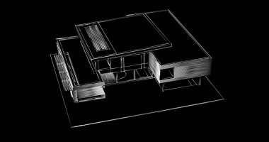 Mimari sanat konseptinde soyut çizgiler, minimum geometrik şekiller. 