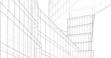 Mimari sanat konseptinde soyut çizgiler, minimum geometrik şekiller. 