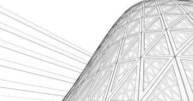 Mimari sanat konseptinde soyut çizgiler, minimum geometrik şekiller. 