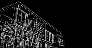 İnşaat planının 3B mimari tasarımı