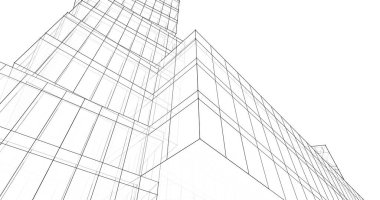 Mimari sanat konseptinde soyut çizgiler, minimum geometrik şekiller. 