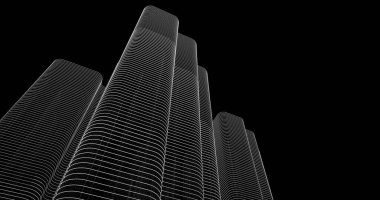 Mimari sanat konseptinde soyut çizgiler, minimum geometrik şekiller. 