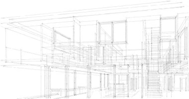 İnşaat planının 3B mimari tasarımı