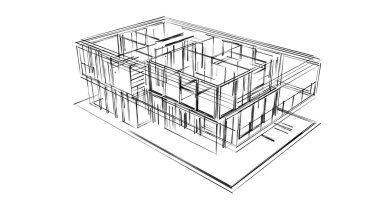 İnşaat planının 3B mimari tasarımı