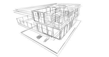 İnşaat planının 3B mimari tasarımı