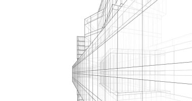 Mimari sanat konseptinde soyut çizgiler, minimum geometrik şekiller. 