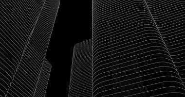 Mimari sanat konseptinde soyut çizgiler, minimum geometrik şekiller. 