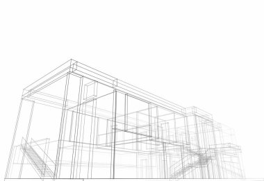 Mimari sanat konseptinde soyut çizgiler, minimum geometrik şekiller. 