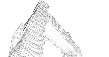 Mimari sanat konseptinde soyut çizgiler, minimum geometrik şekiller. 