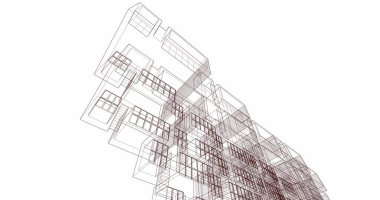 Mimari sanat konseptinde soyut çizgiler, minimum geometrik şekiller. 