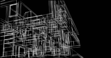 İnşaat planının 3B mimari tasarımı