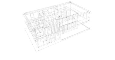 İnşaat planının 3B mimari tasarımı