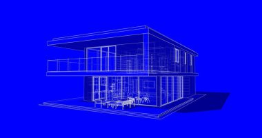 İnşaat planının 3B mimari tasarımı