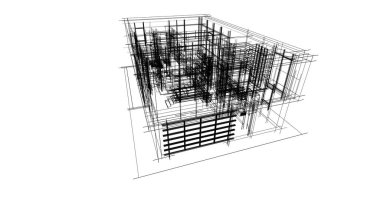 İnşaat planının 3B mimari tasarımı