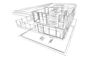 İnşaat planının 3B mimari tasarımı