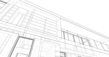  Mimarlık binasının 3D modelleme yazılım tasarımı, dahili illüstrasyon