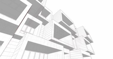 Mimari sanat konseptinde soyut çizgiler, minimum geometrik şekiller. 