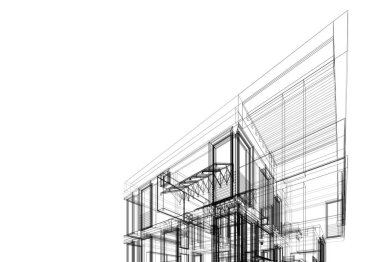 Mimari sanat konseptinde soyut çizgiler, minimum geometrik şekiller. 