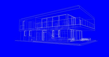  Mimarlık binasının 3D modelleme yazılım tasarımı, dahili illüstrasyon