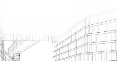 Mimari sanat konseptinde soyut çizgiler, minimum geometrik şekiller. 