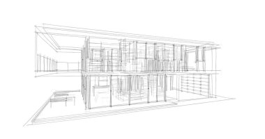  Mimarlık binasının 3D modelleme yazılım tasarımı, dahili illüstrasyon